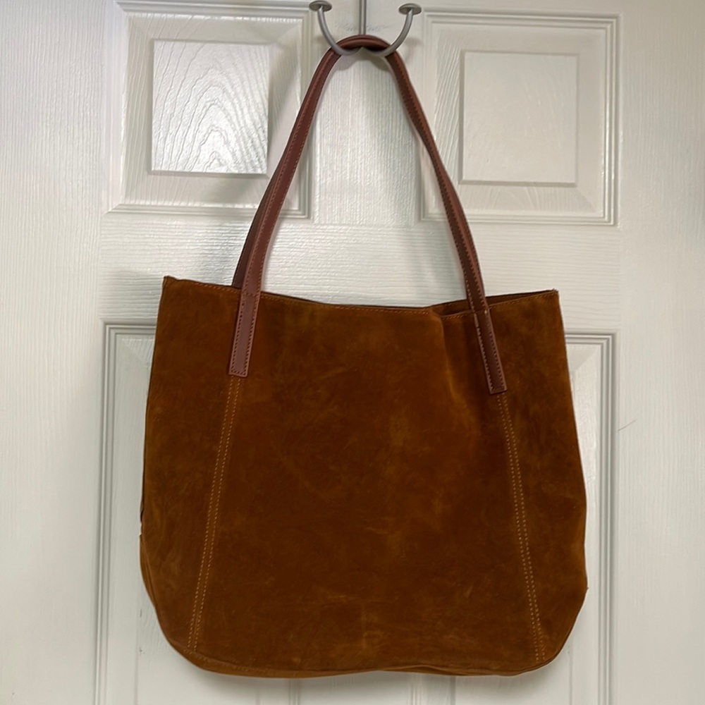 Brown Suede Tote Bag - Women's Everyday Shoulder Bag